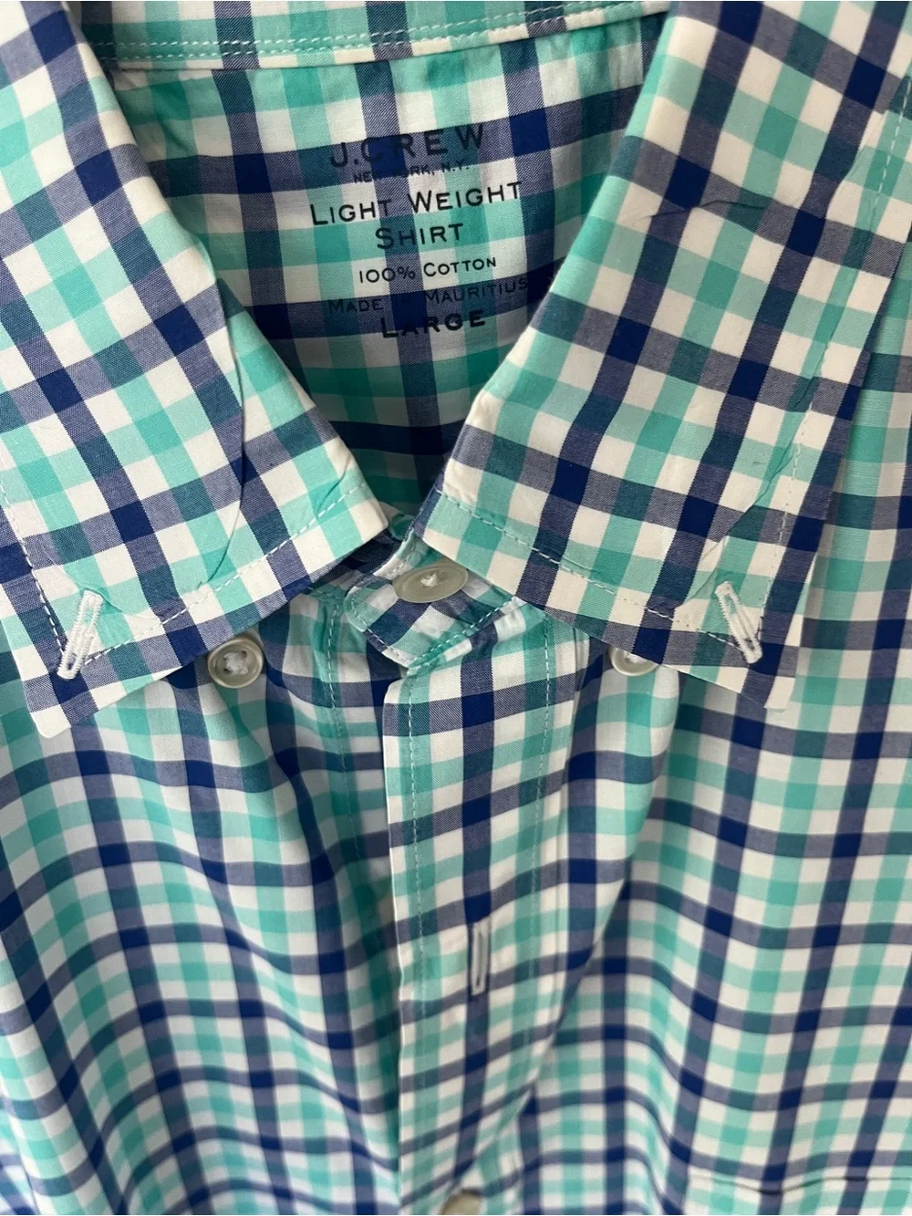 J. Crew Blue and Green Plaid Long-Sleeve Button-Down Dress Shirt